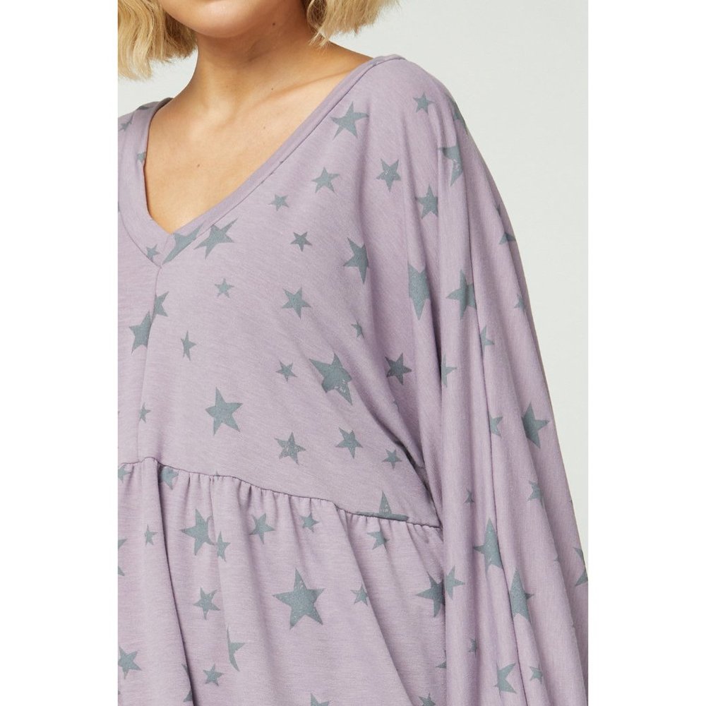 Entro Star Peplum Top, Lavender - Picture 5 of 6